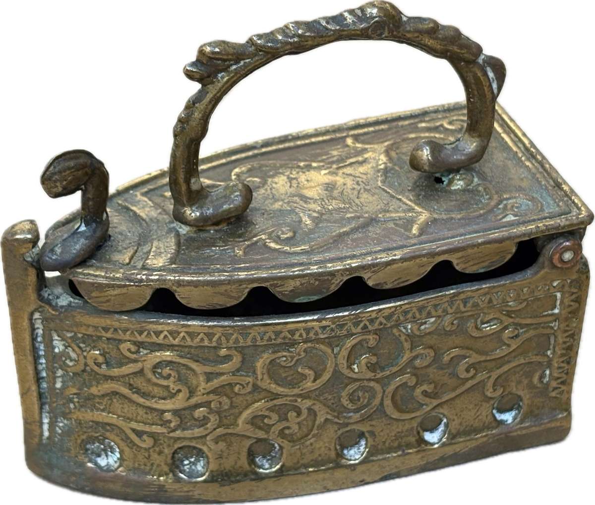 Vintage brass coal iron