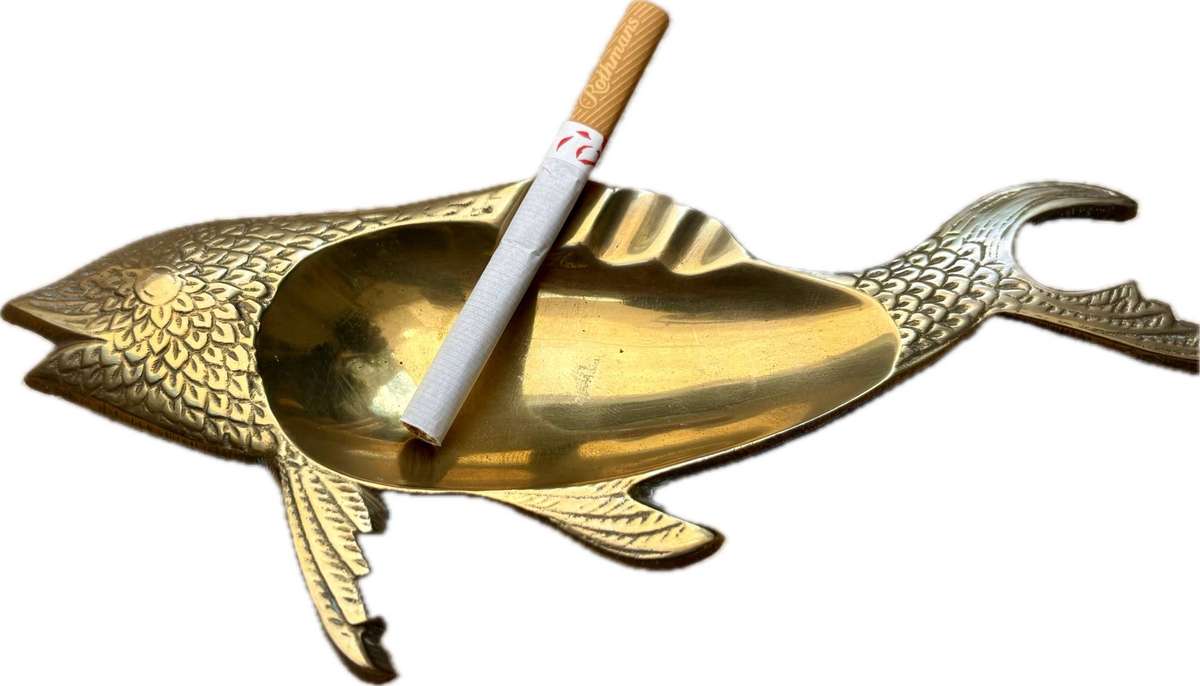 Vintage brass fish ashtray India