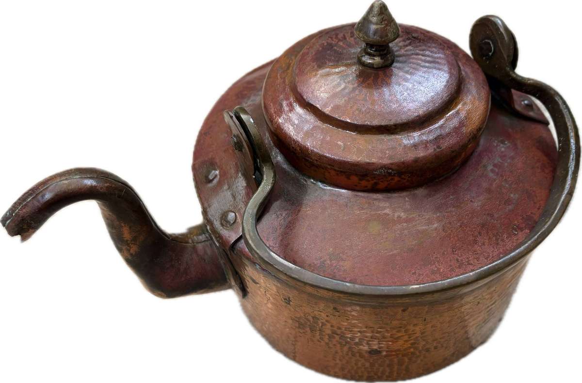 Antique hammered  copper large copper kettle gooseneck spout