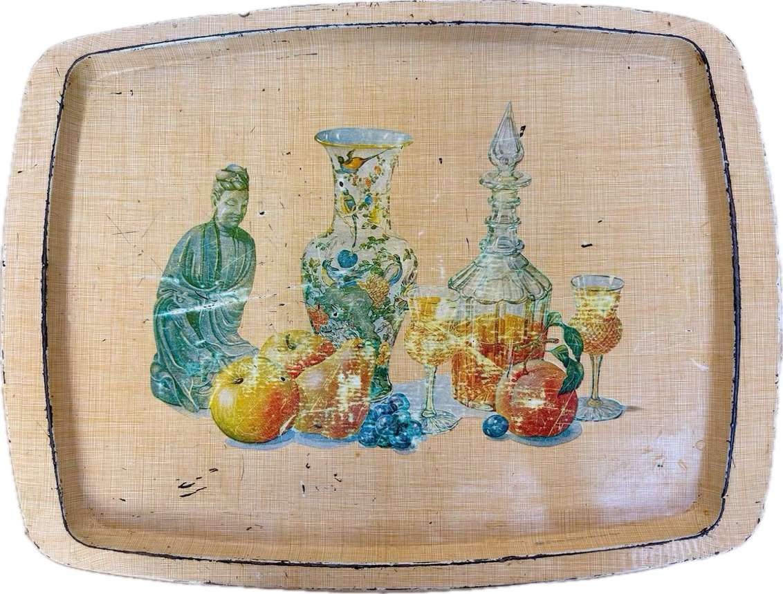 Vintage set of metal trays serving trays x 3