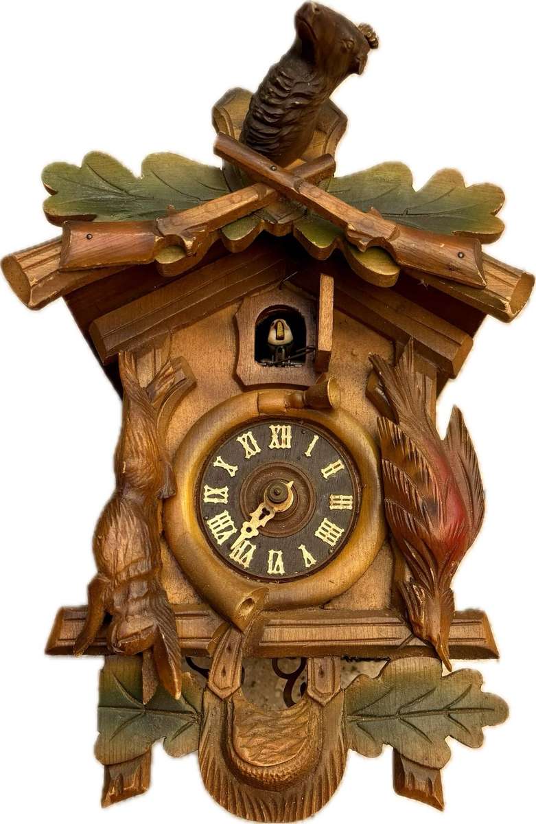 Vintage Cuckoo clock German Black Forest hunter tlc