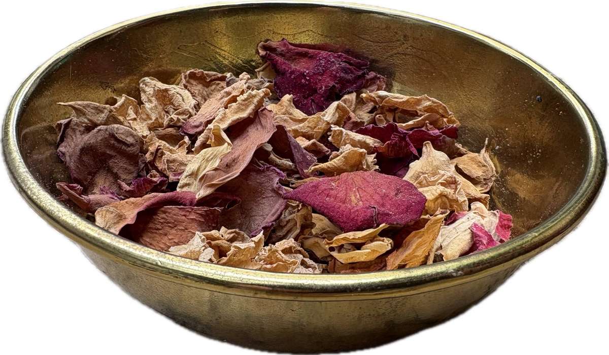 Vintage Brass pot pourri bowl with contents