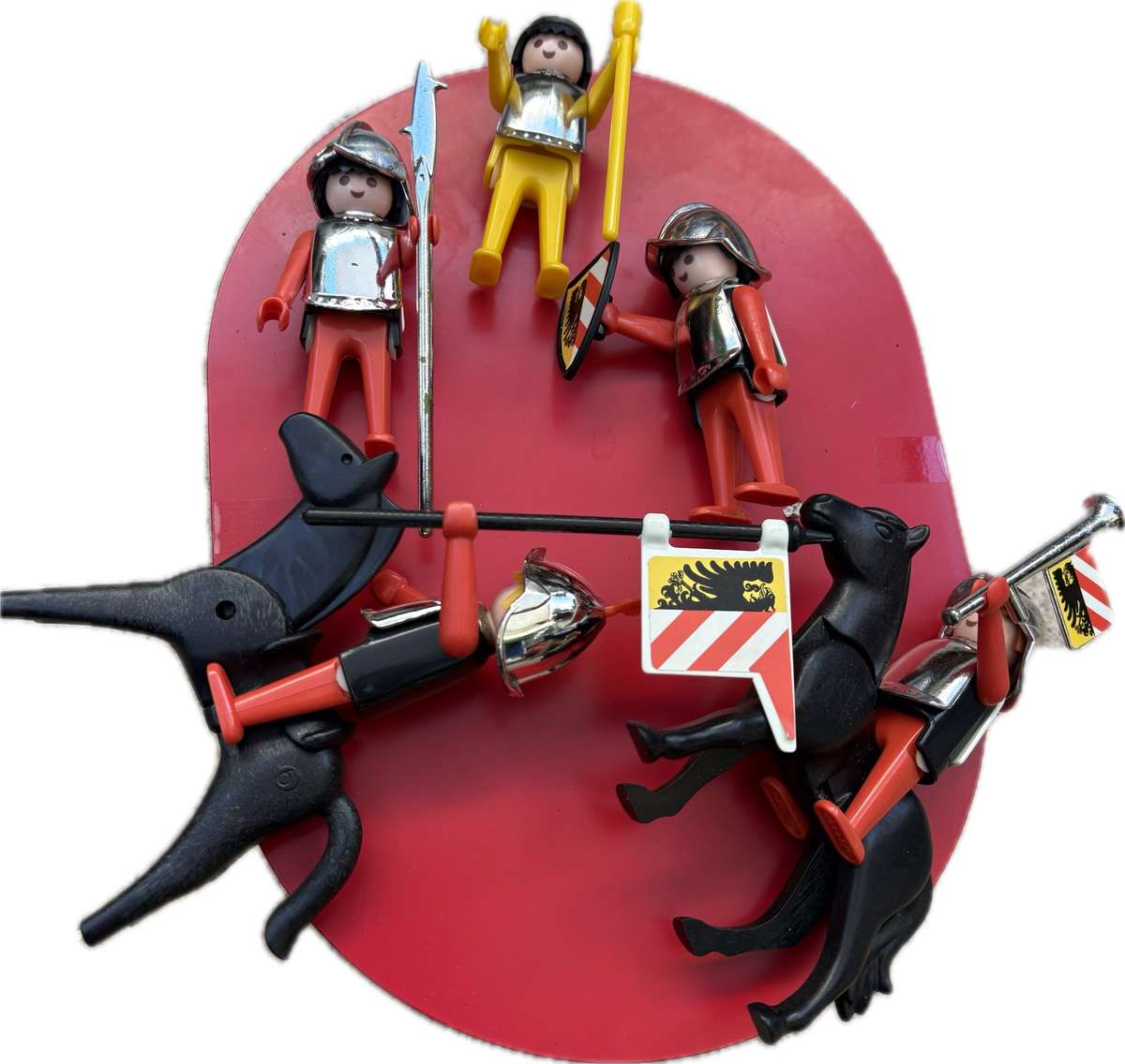 Vintage Playmobil city guard lot , chrome knights with horses