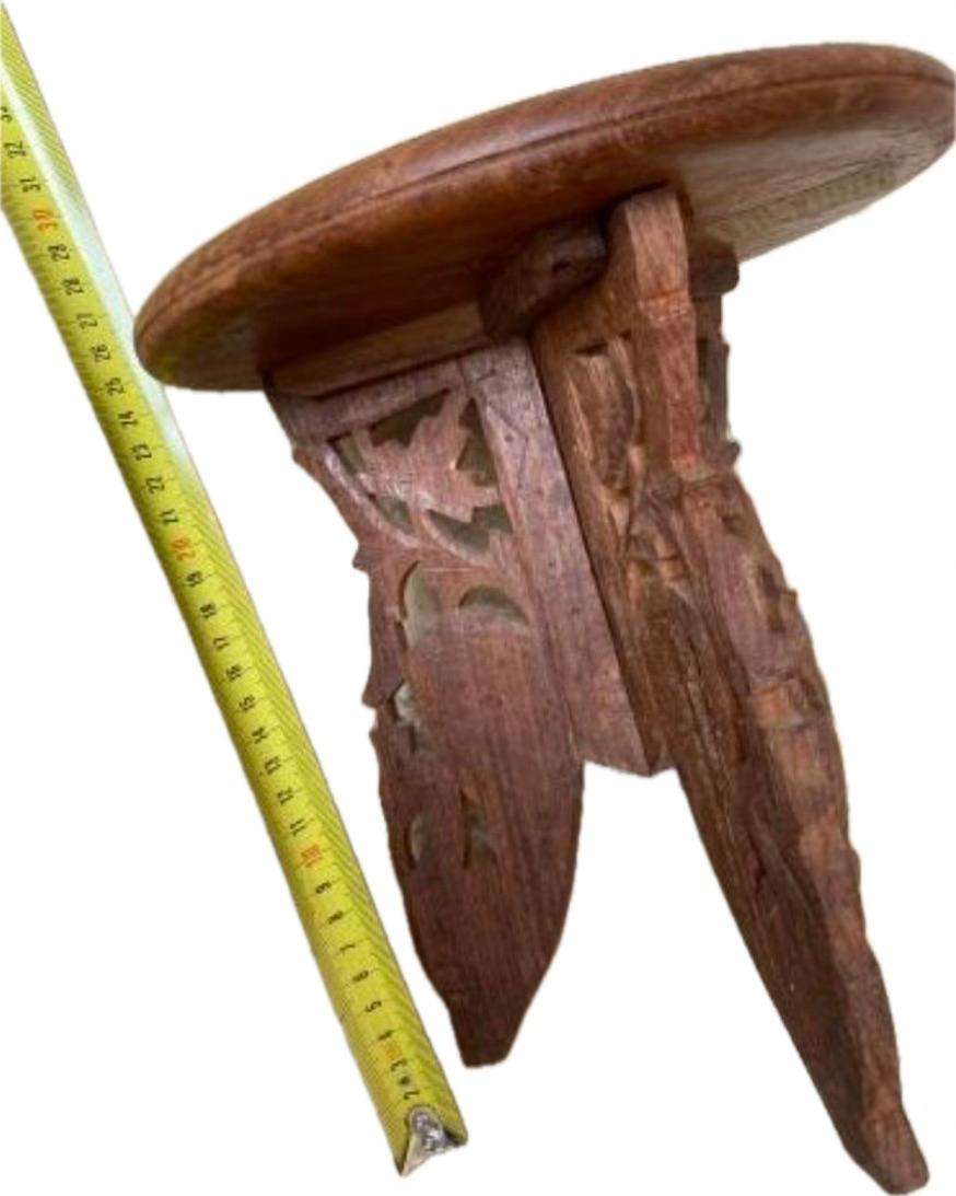 Vintage rosewood India small folding table stand sheesham inlaid detail