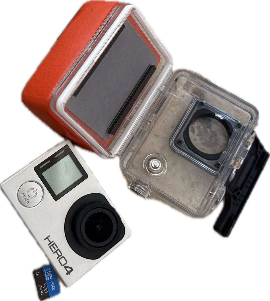 Go pro hero 4 sports camera with waterproof casing and Sd card 32gb + cable