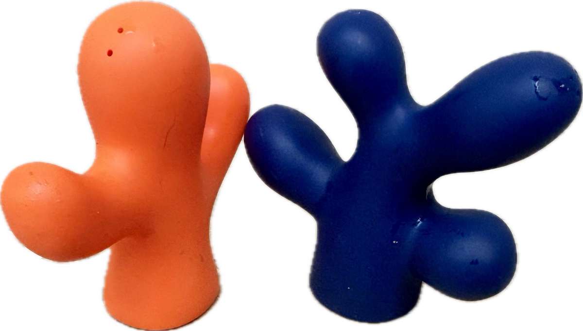 VINTAGE PAIR OF ALESSI VICE VERSA CORAL & CACTUS SALT & PEPPER SHAKERS