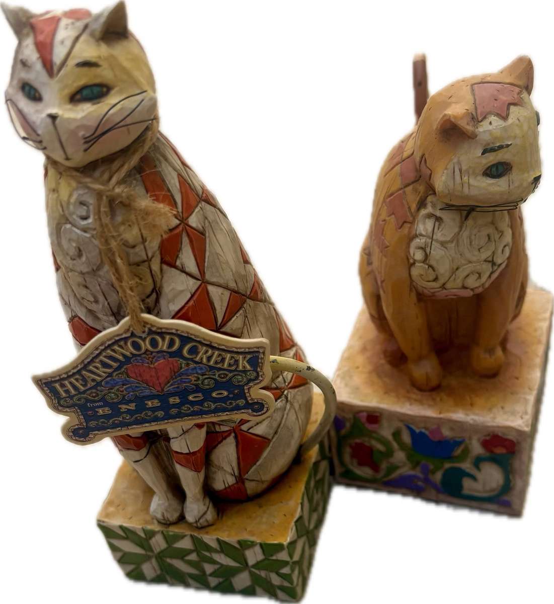 JIM SHORE 2003 Heartwood Creek Jasper and Abraham Decorative Cat Figurine pair