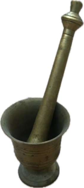 Brass mortar and pestle pair , small and medium