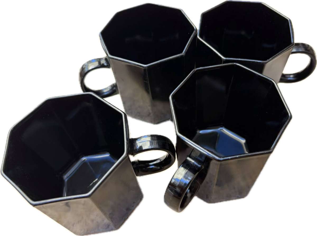 Black arcoroc Octime octagonal coffee mug set of 4