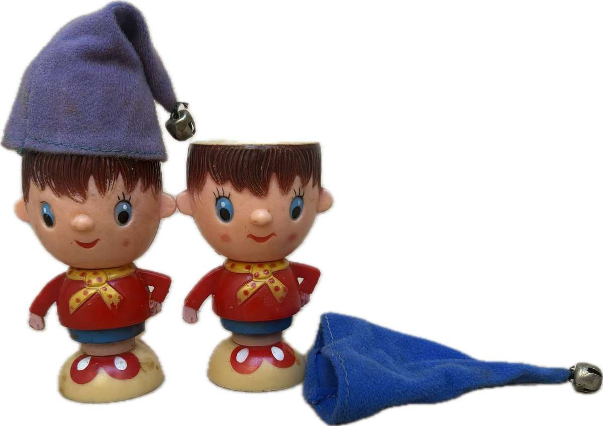 Vintage noddy egg cup and hat pair 1960