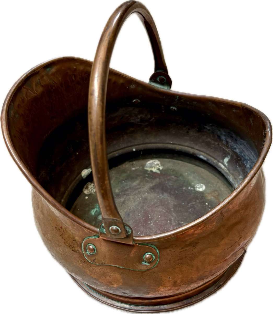 Vintage copper helmet coal scuttle