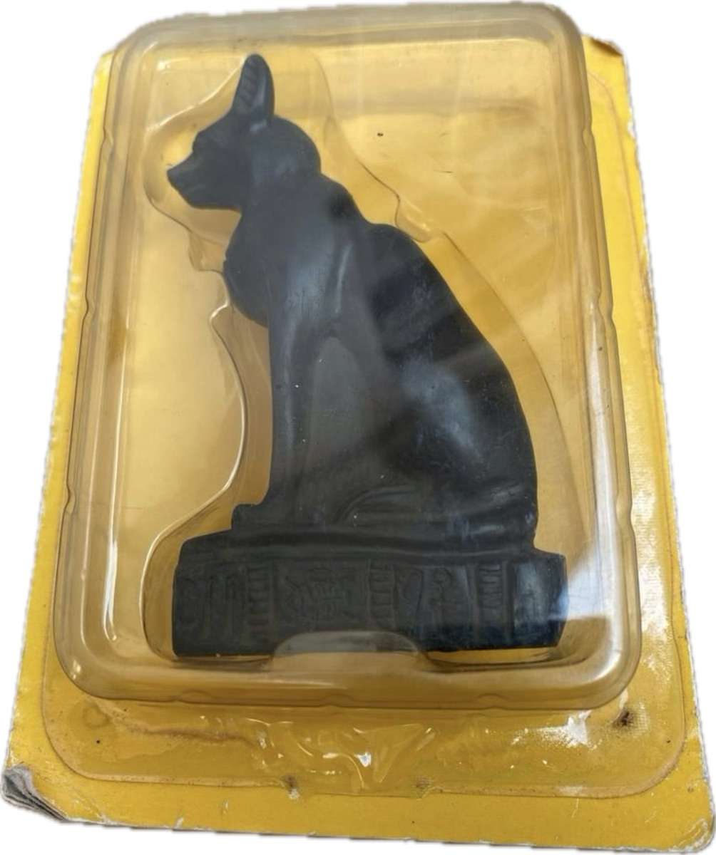 Vintage Egypt Bastet black cat stone statue 9cm in original packaging