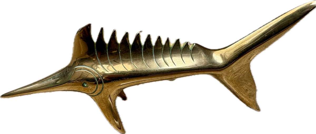 Vintage brass Swordfish Marlin statue 18 cm Nautical decor