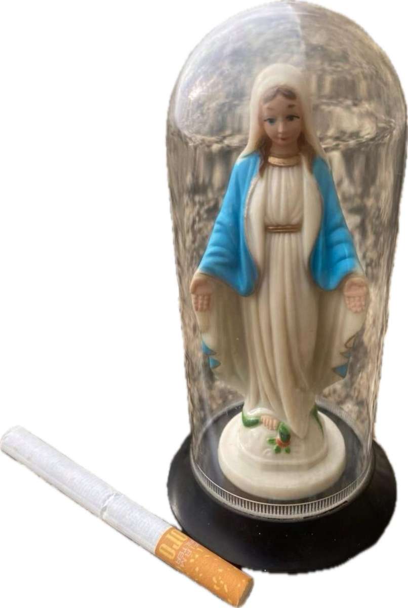Vintage Our Lady of Grace  Virgin Mary Dome Shrine  standing on a snake