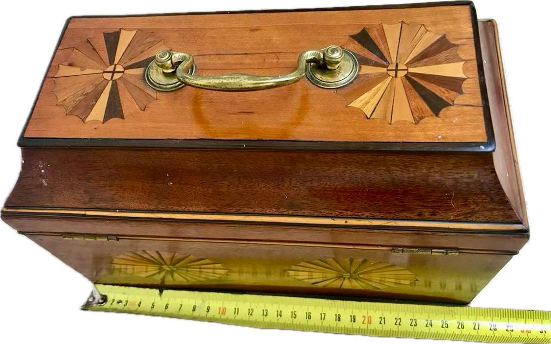 Antique inlaid writing box desktop walnut  stationary box