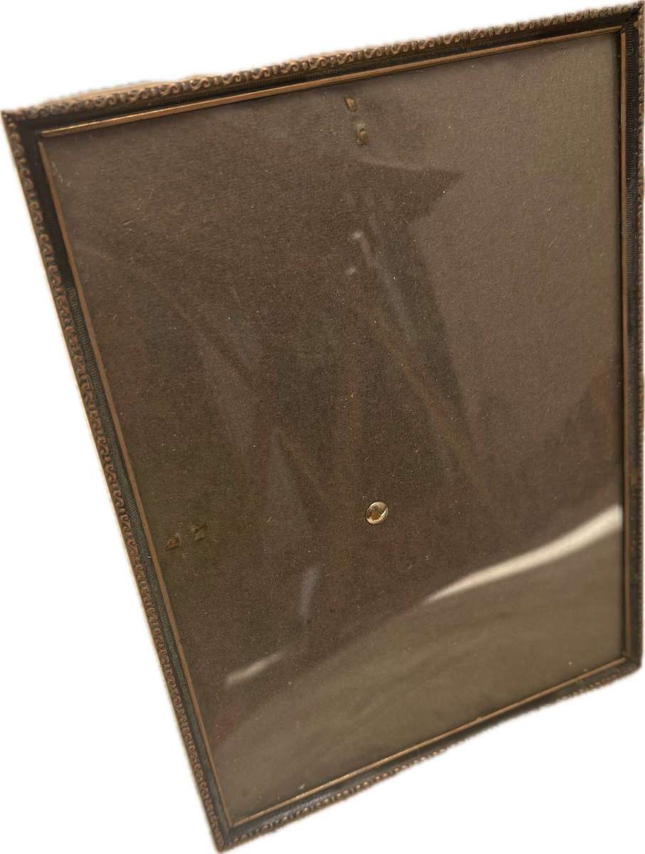 Vintage brass picture frame convex glass Danish design
