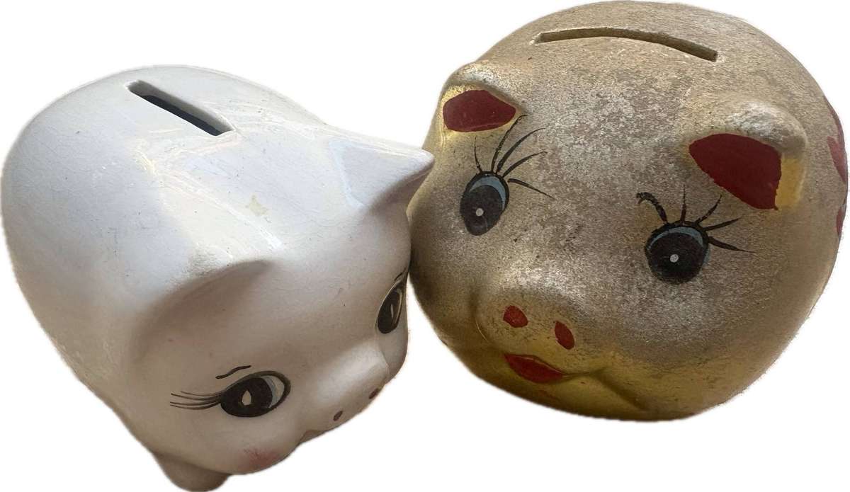 vintage ceramic piggy bank pair