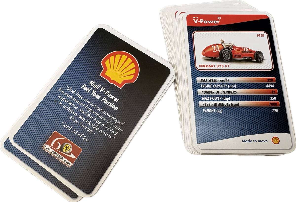 Shell V Power  Ferrari collection trading cards 2 packs complete 1-24