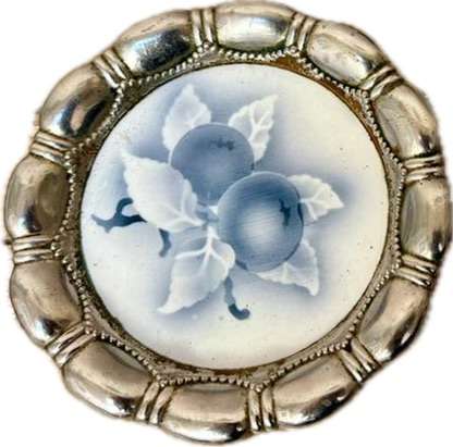 Art Nouveau ceramic coaster set of 3 feature plum numbered