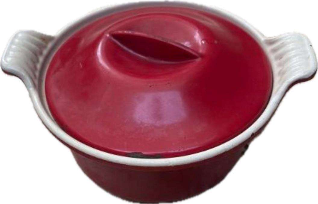 vintage Le Creuset cast iron enamel pot no 14 flame red