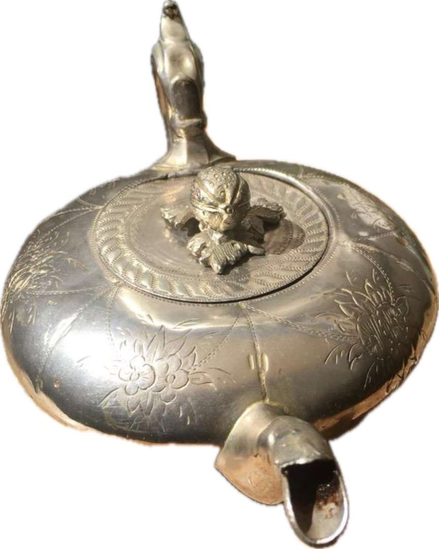 vintage victorian ornate rare silver Alladin genie teapot