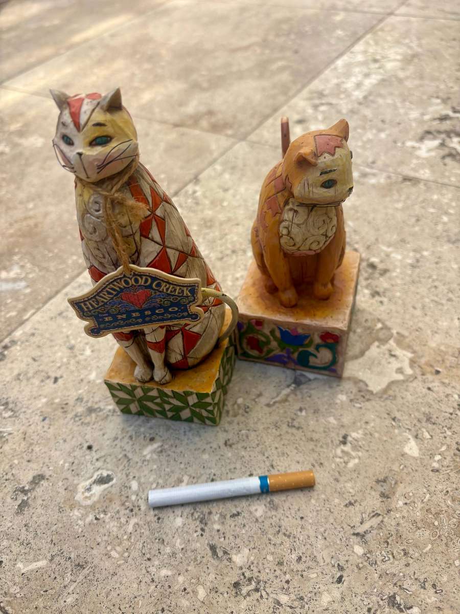 JIM SHORE 2003 Heartwood Creek Jasper and Abraham Decorative Cat Figurine pair