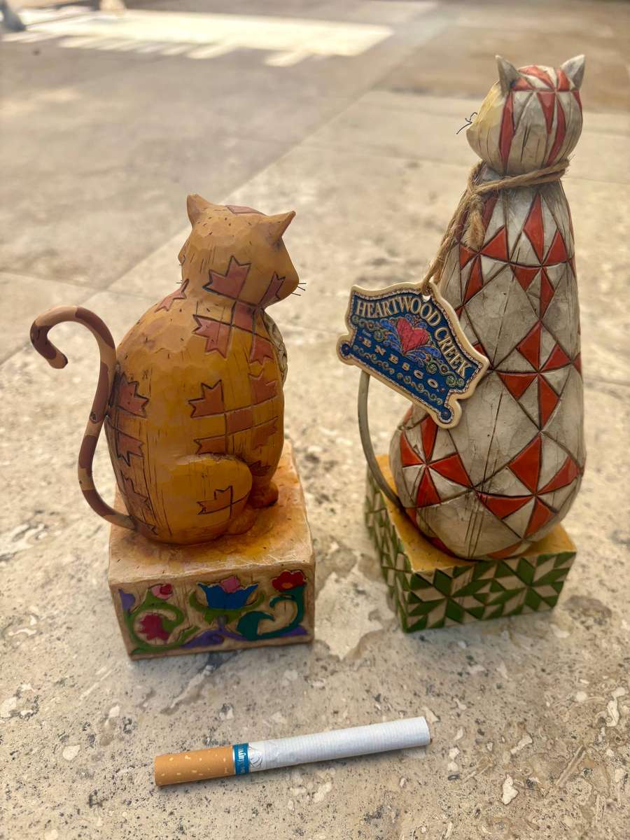 JIM SHORE 2003 Heartwood Creek Jasper and Abraham Decorative Cat Figurine pair