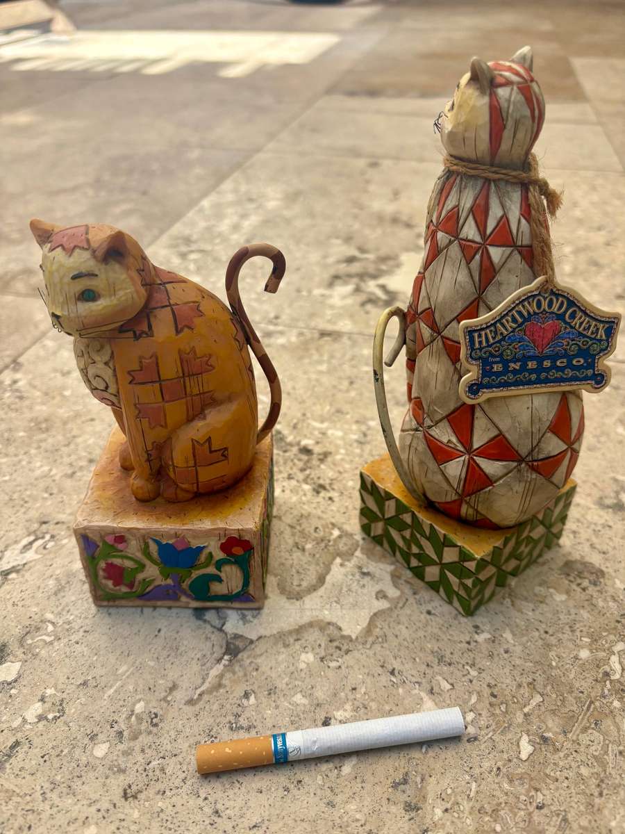 JIM SHORE 2003 Heartwood Creek Jasper and Abraham Decorative Cat Figurine pair