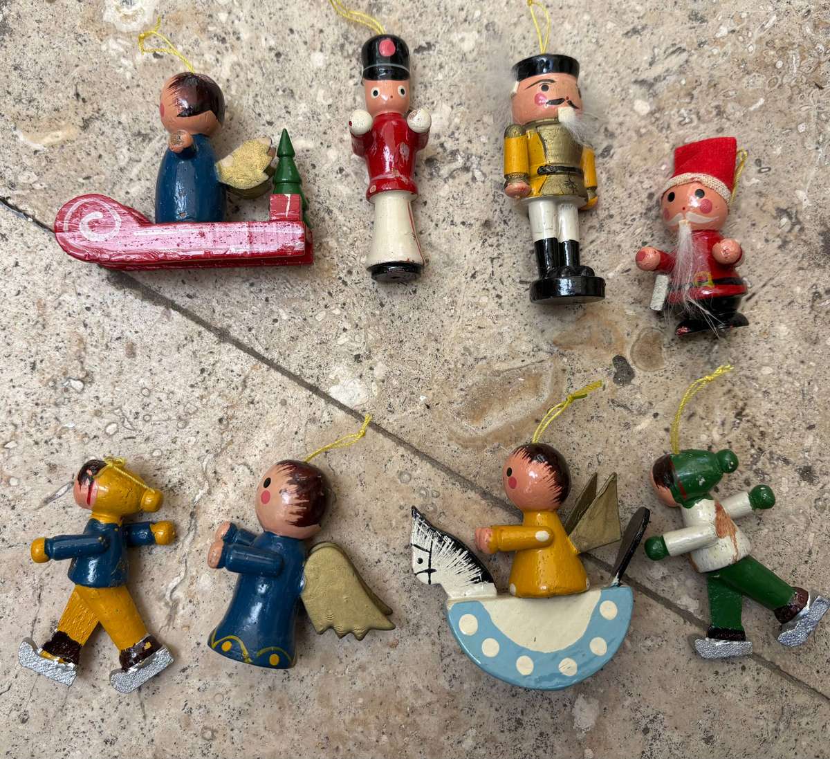 Vintage Christmas tree wood decoration lot of 8