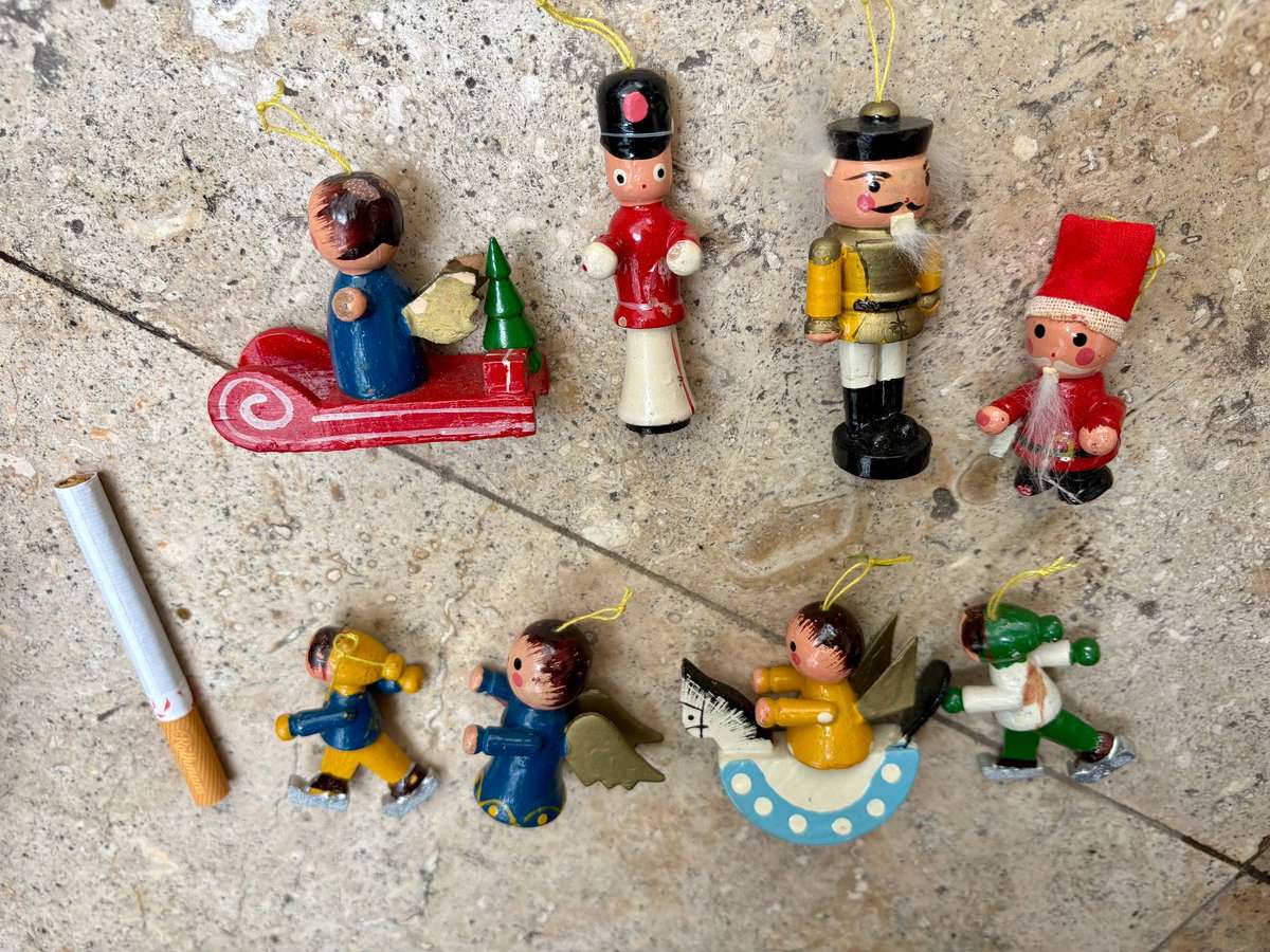 Vintage Christmas tree wood decoration lot of 8