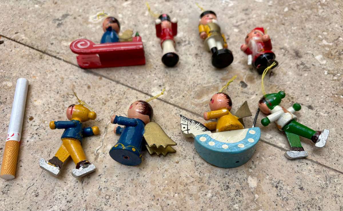Vintage Christmas tree wood decoration lot of 8