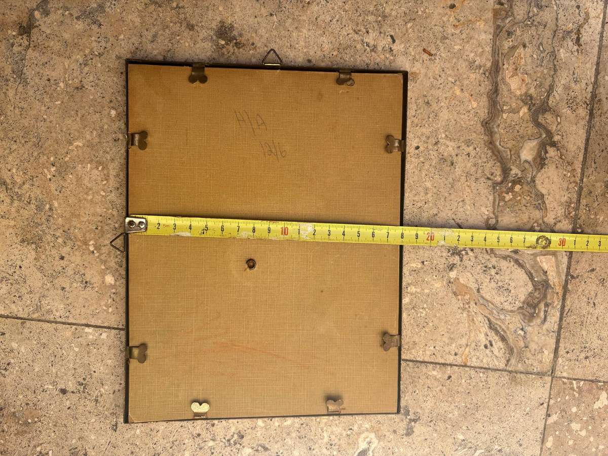 Vintage brass picture frame convex glass