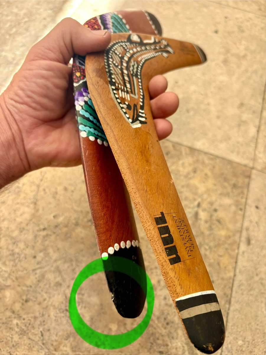 Vintage hunting wood boomerang pair Australia