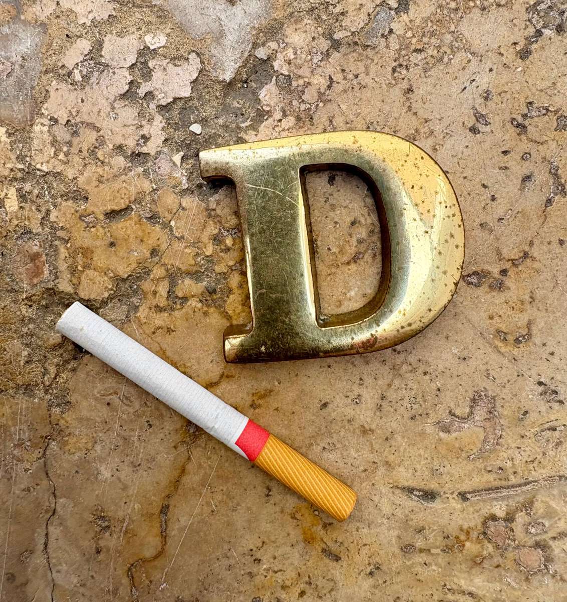 Heavy Brass letter D paper weight 5cm