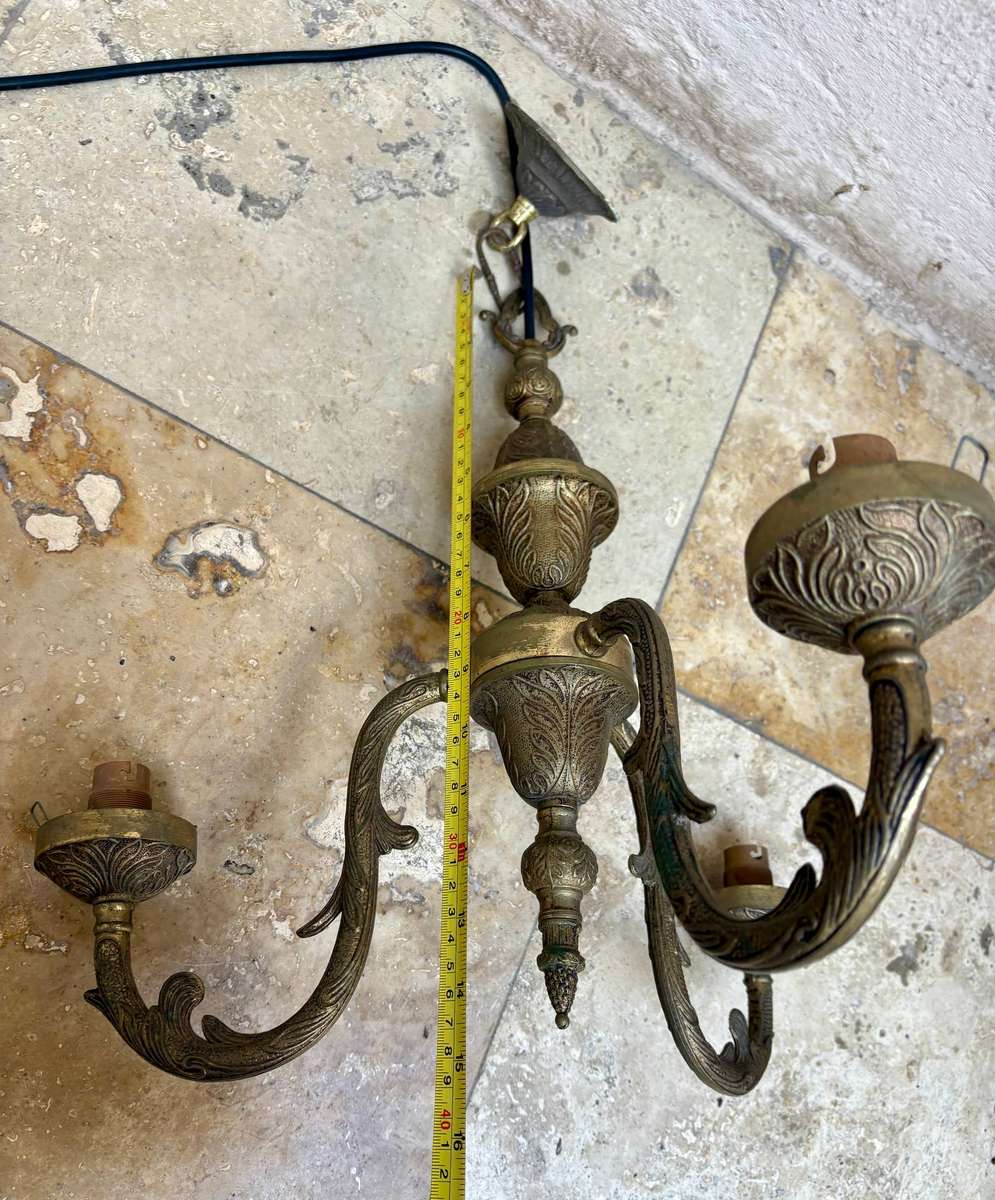 Vintage brass chandelier 3 arm