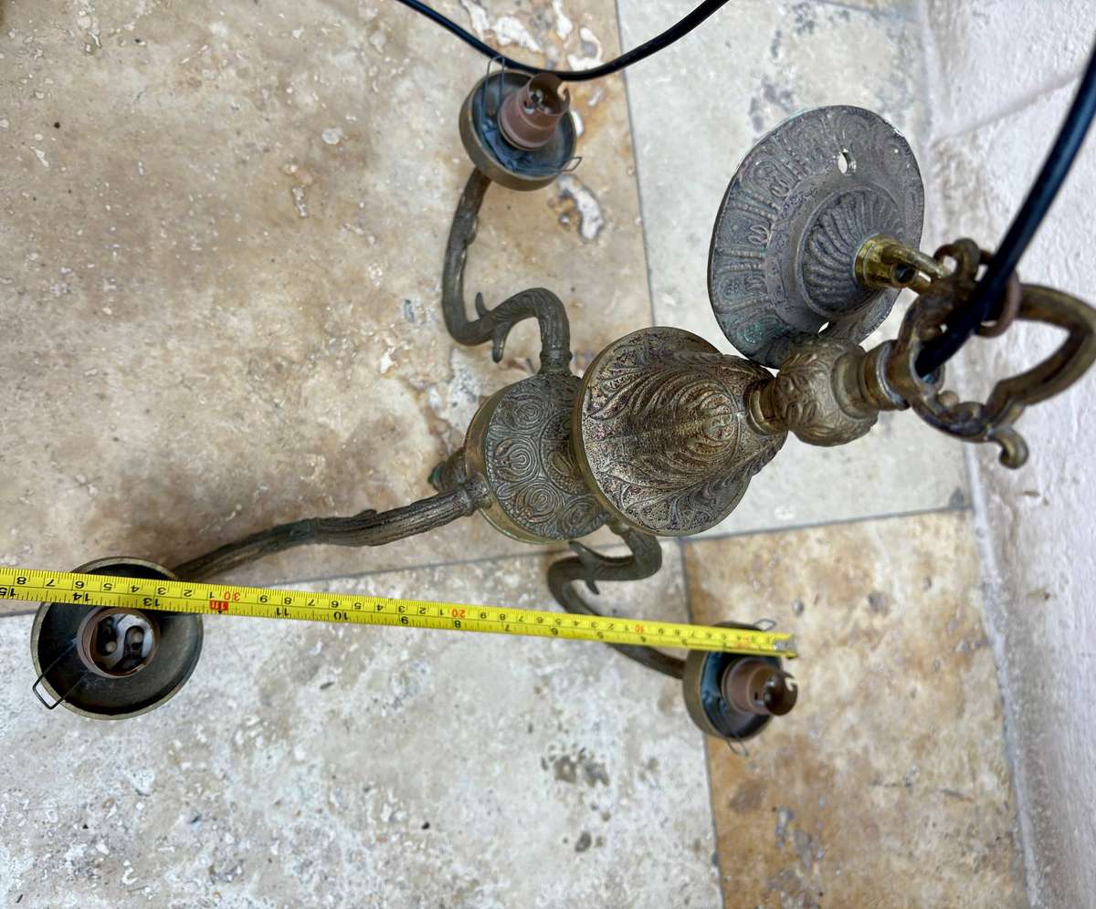 Vintage brass chandelier 3 arm