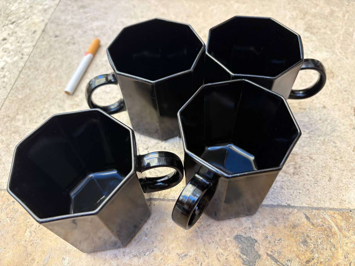 Black arcoroc Octime octagonal coffee mug set of 4