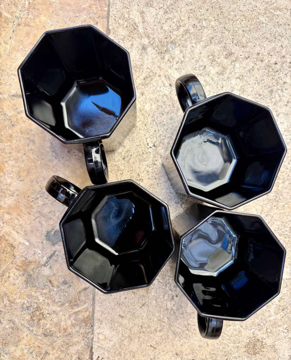 Black arcoroc Octime octagonal coffee mug set of 4