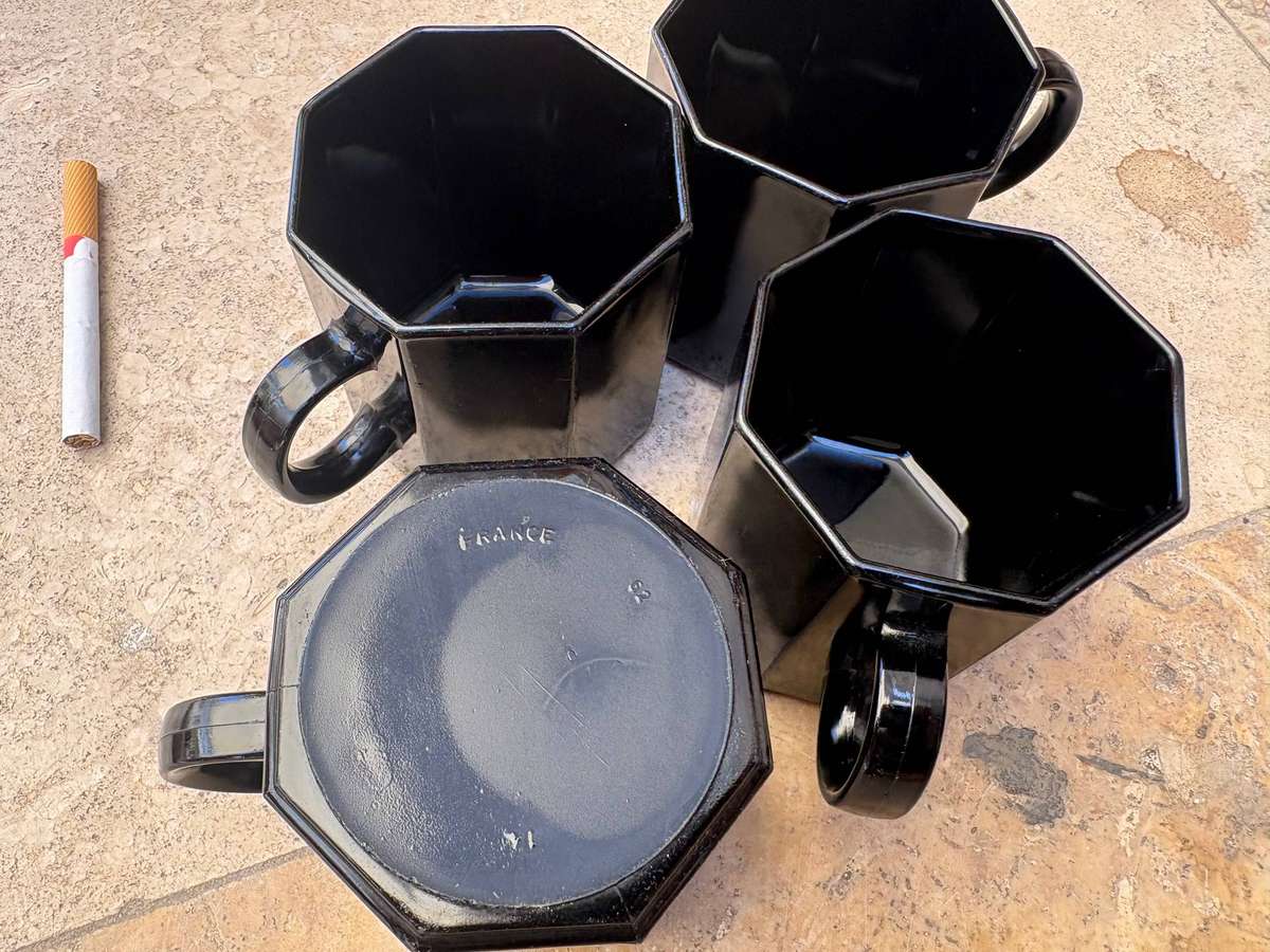 Black arcoroc Octime octagonal coffee mug set of 4