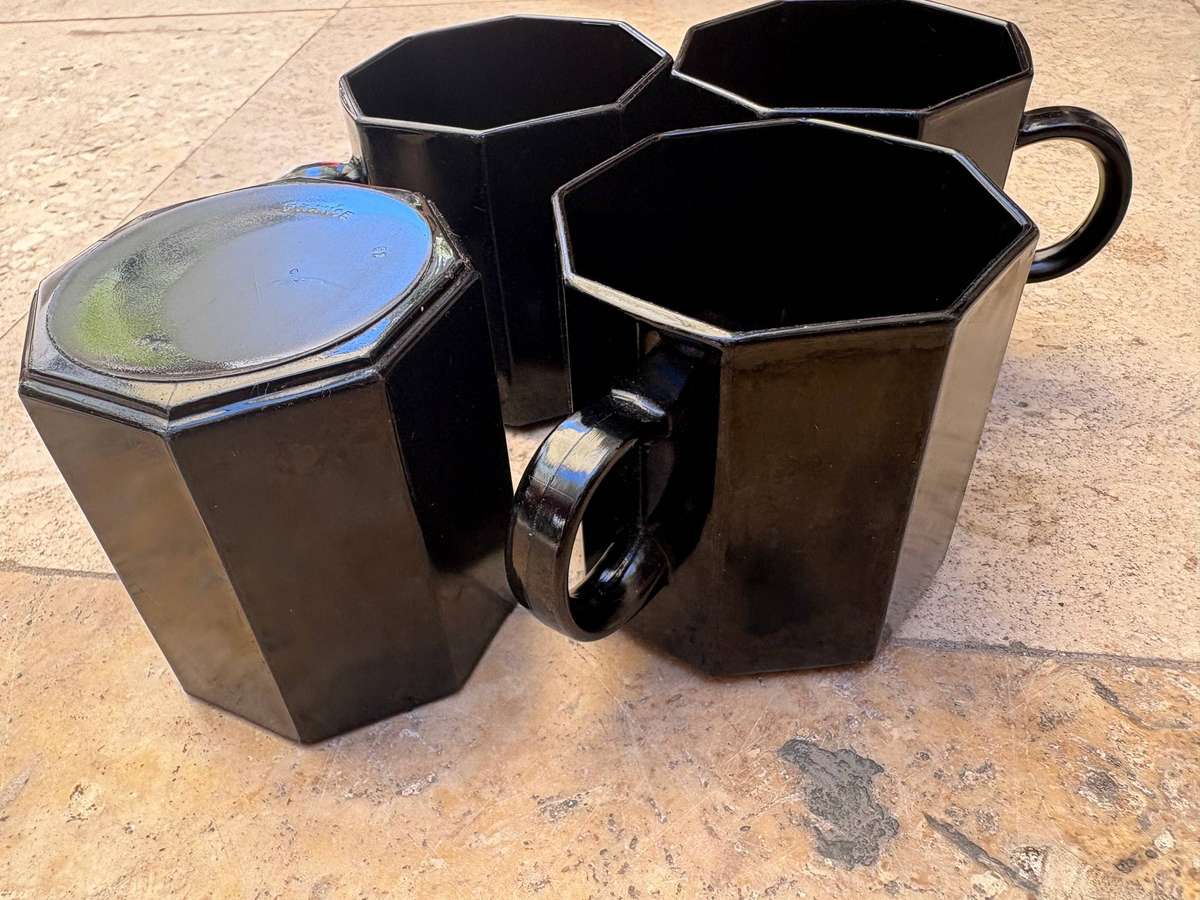 Black arcoroc Octime octagonal coffee mug set of 4