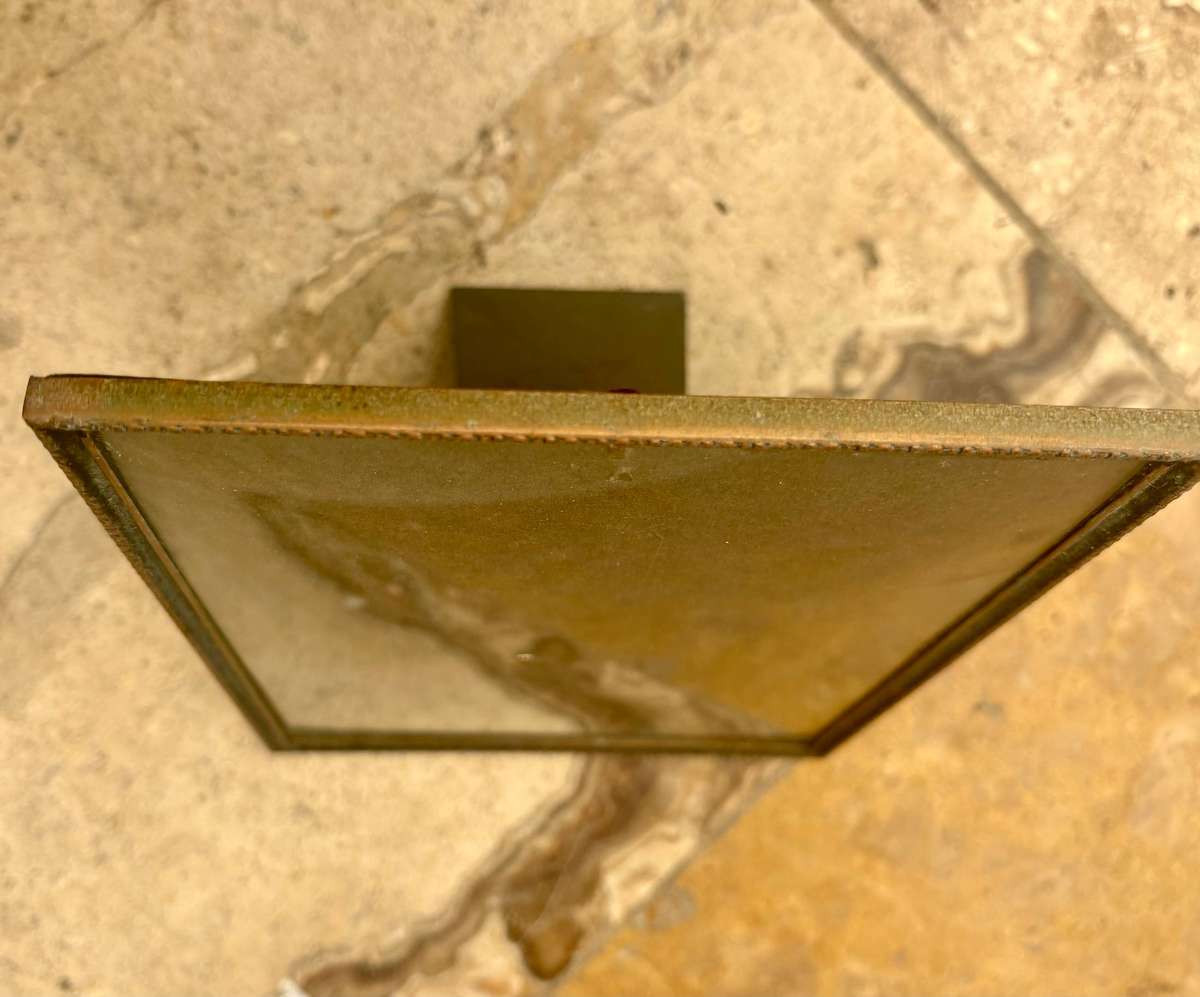 Vintage brass picture frame convex glass Danish design
