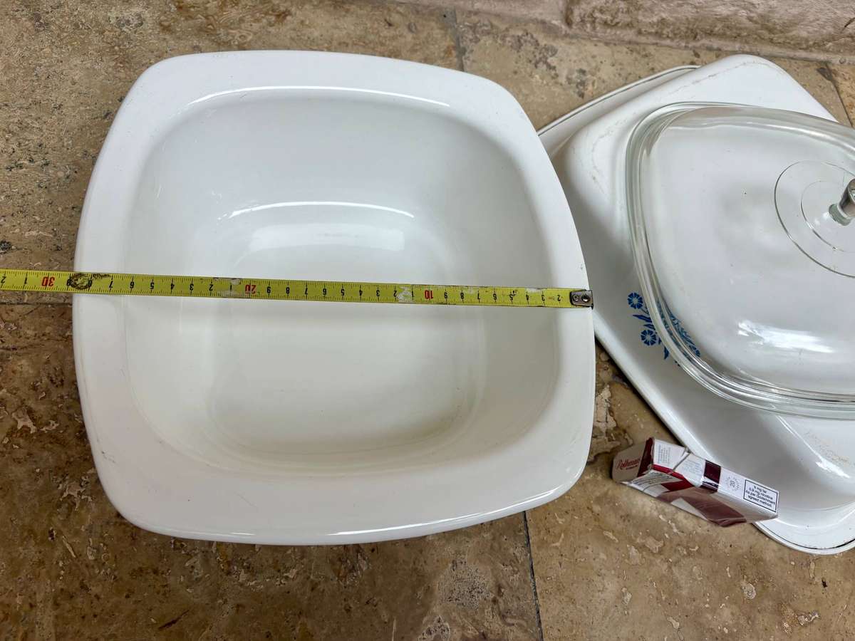 Vintage Corningware casserole dish ,  roaster pan pair cornflower blue USA