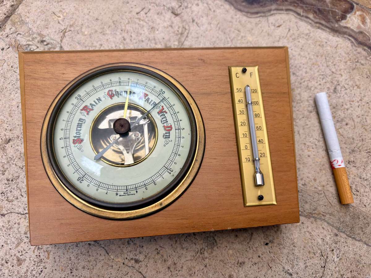 Vintage barometer thermometer wall mount Germany weather station