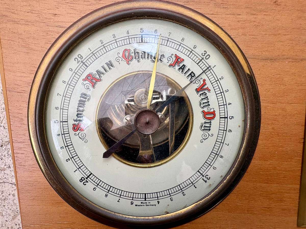 Vintage barometer thermometer wall mount Germany weather station