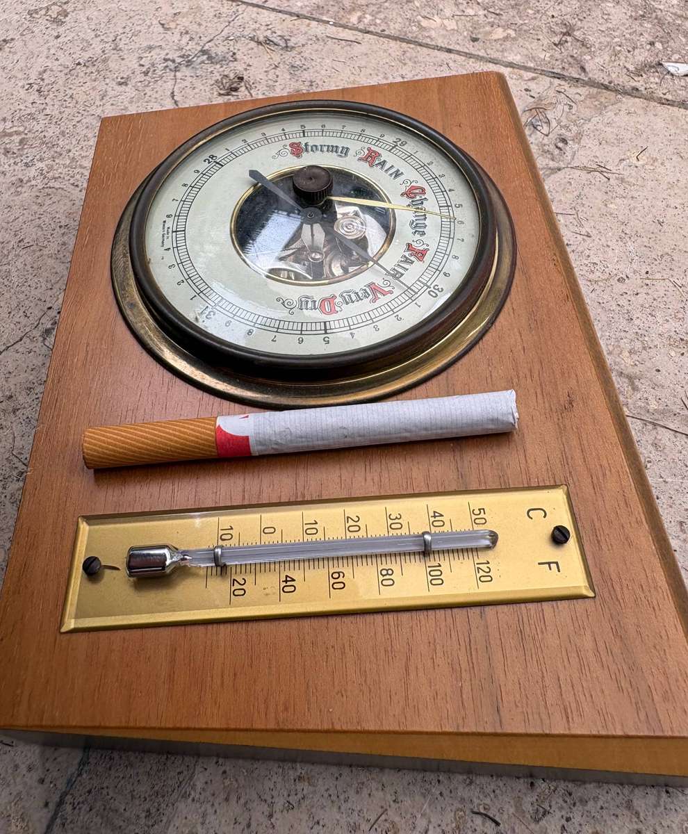 Vintage barometer thermometer wall mount Germany weather station