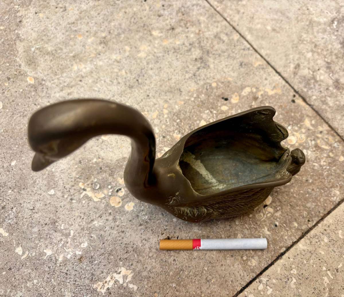 Vintage brass swan planter