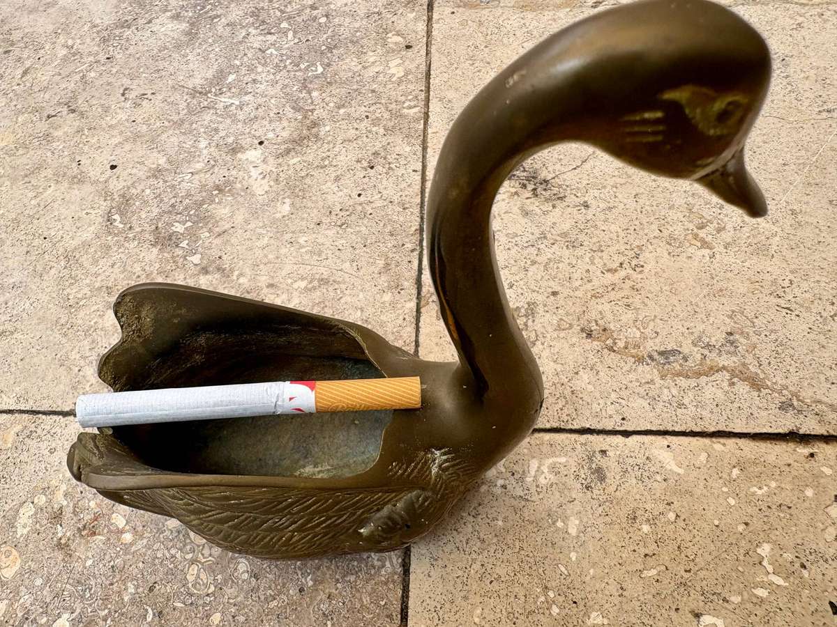 Vintage brass swan planter