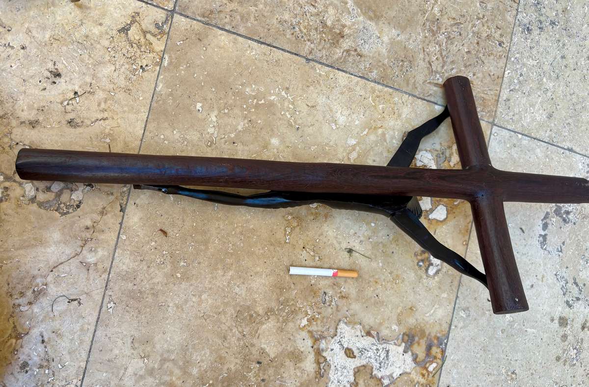 Large ebony wood carved crucifix Christ corpus 60 cm x 27 cm