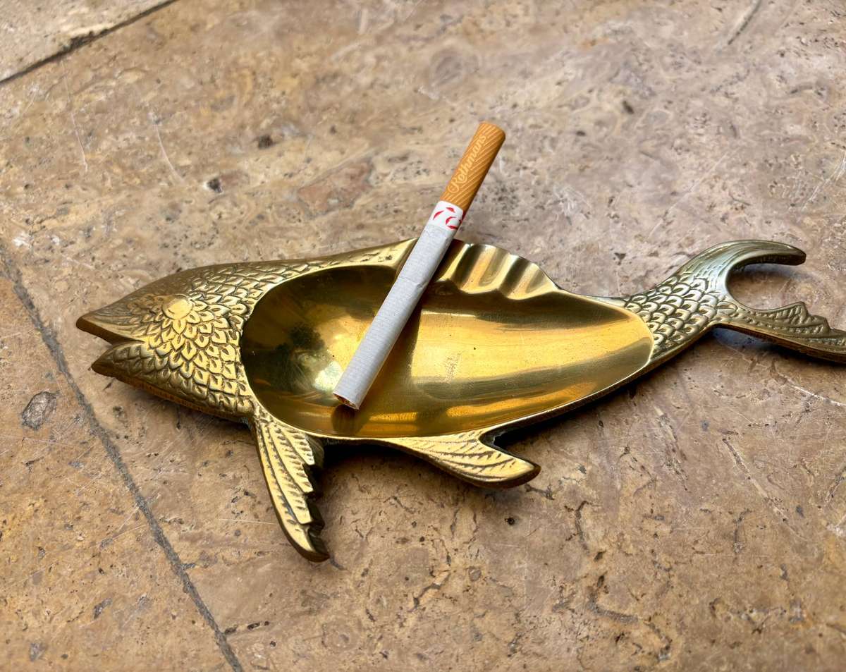Vintage brass fish ashtray India