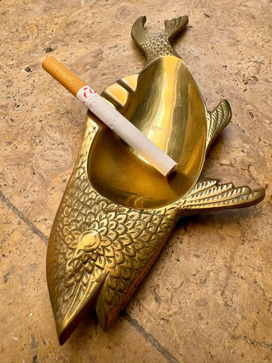 Vintage brass fish ashtray India